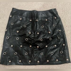 Leather mini skirt with silver detailing